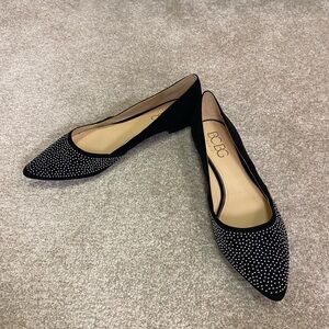 BCBG Black and Silver Studded Flats